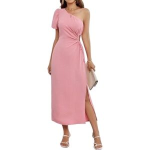 Women’s One Shoulder Cutout Side And Slit Leg Long Dress